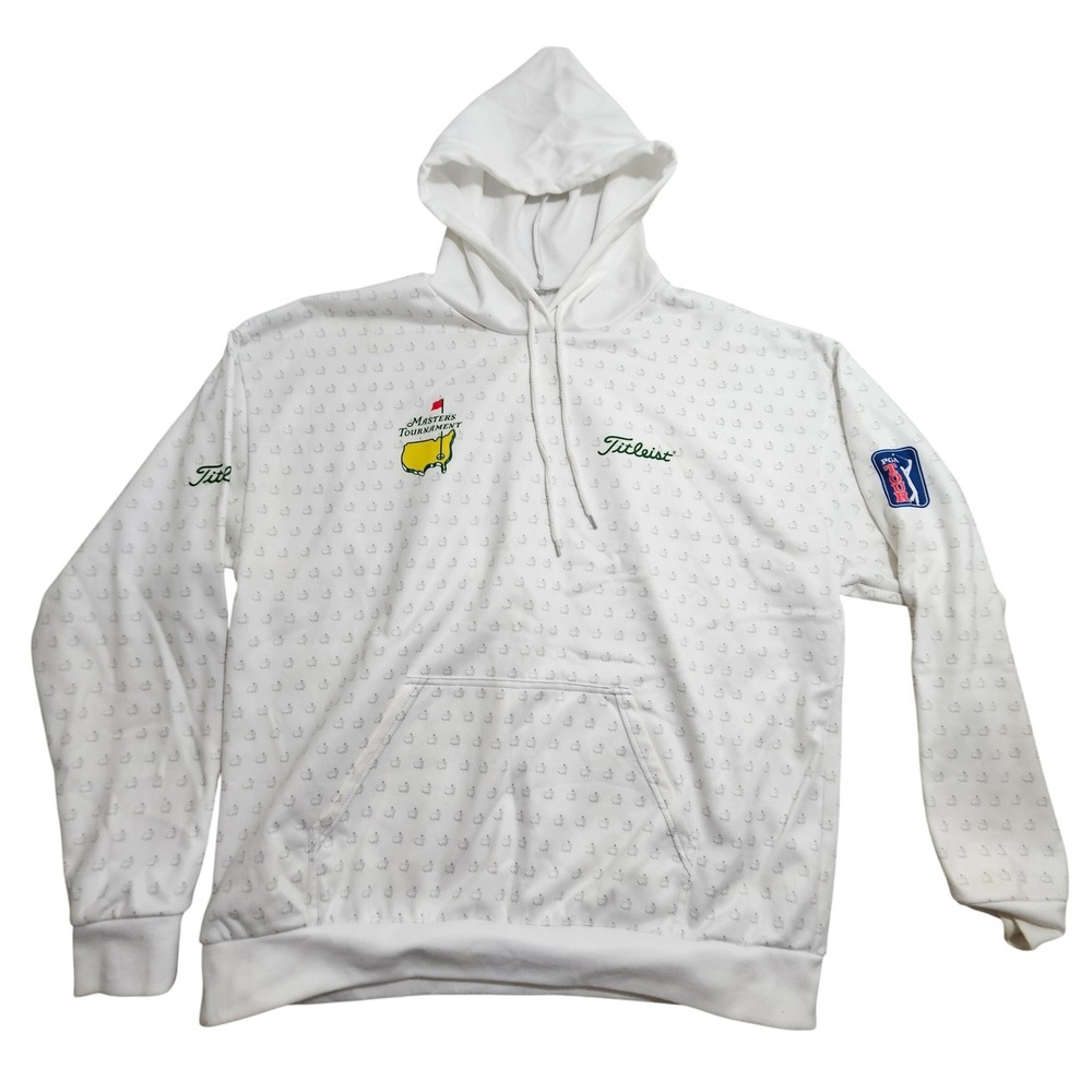 Titleist Masters Tournament Hoodie White All Over Print Logo XL Pullover